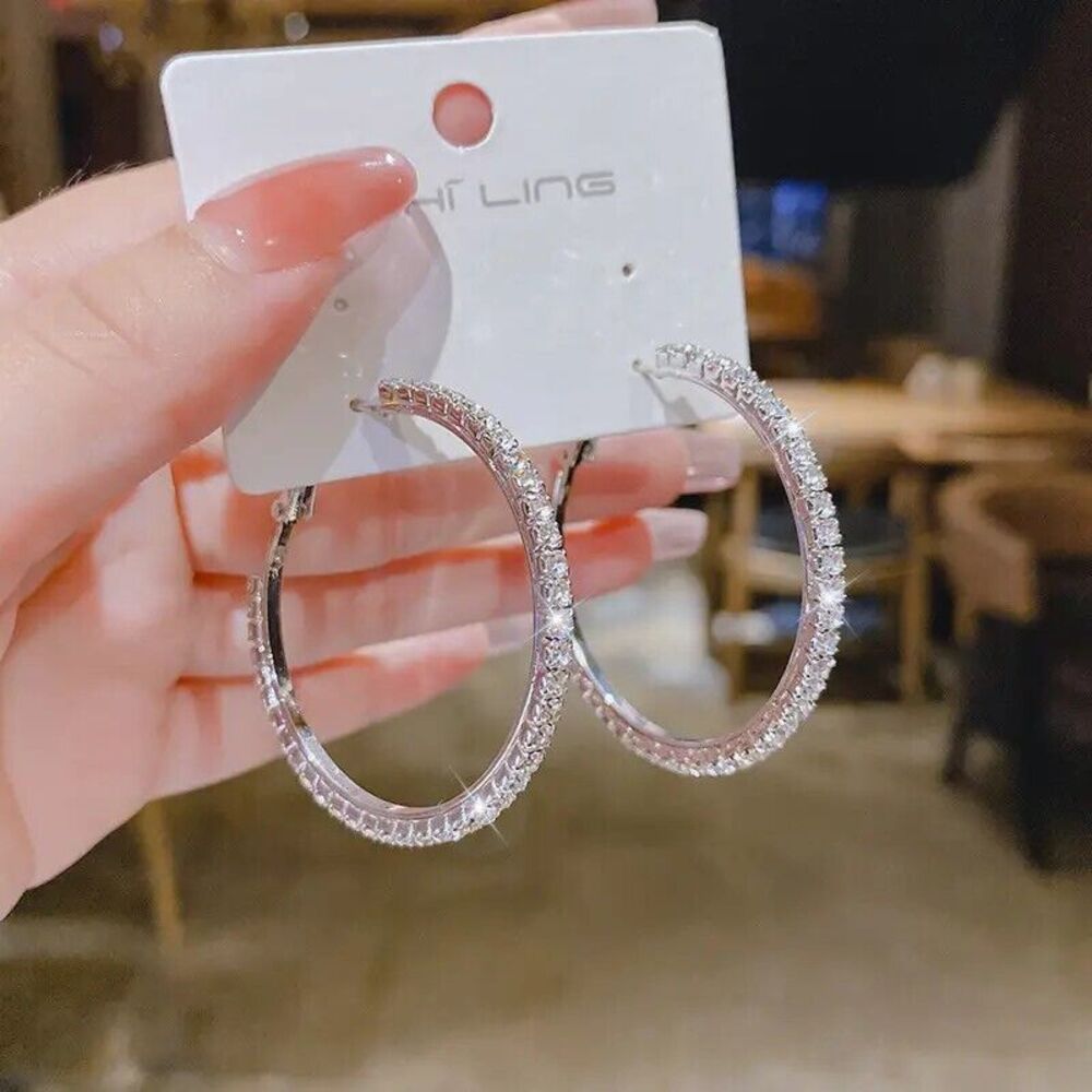 Elegant Sparkling Glitter Hoop Earrings